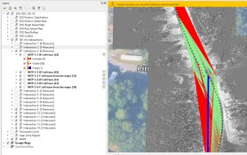RSA 3D screenshot of an intersection sight distance analysis, with visibility rays