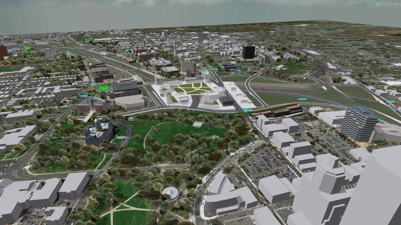 3D visualization preview of the I-84 Hartford corridor replacement study