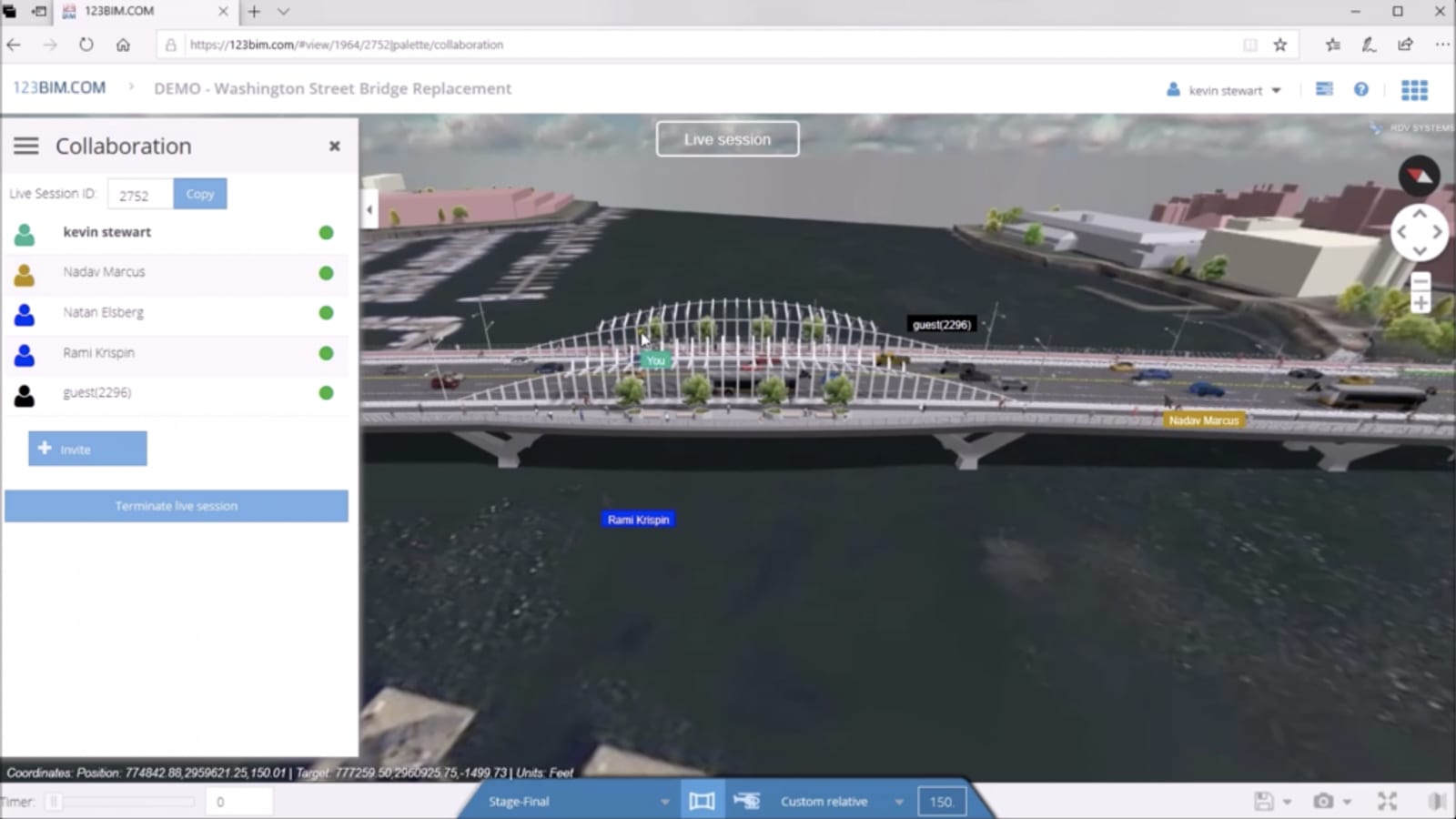 A Navigator drive-through camera path over an interchange model