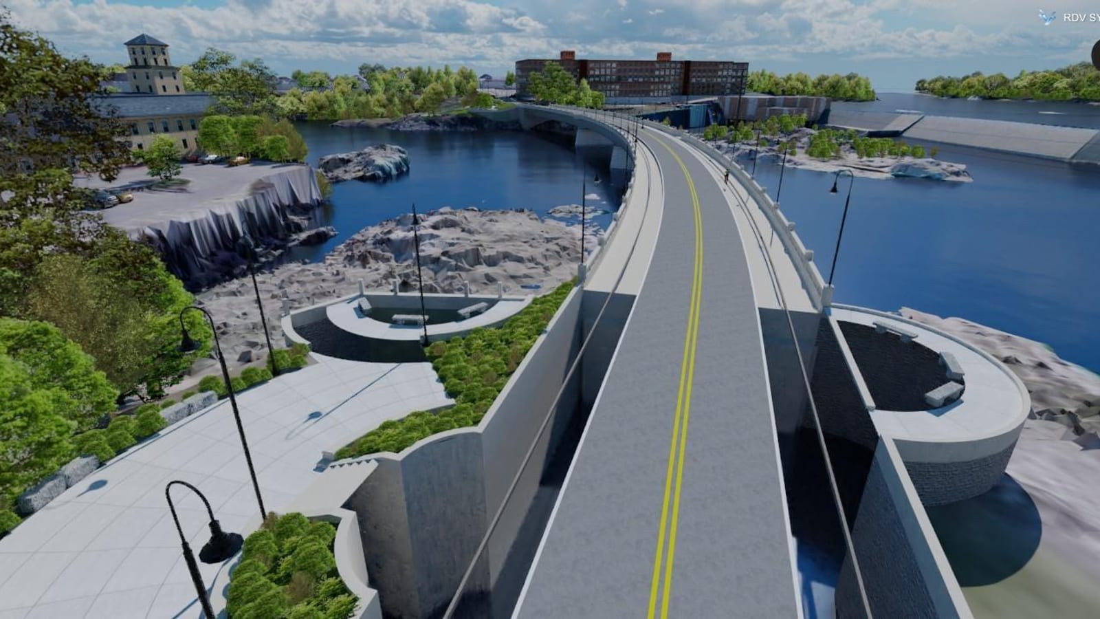 Ray-traced rendering of a proposed roadway design